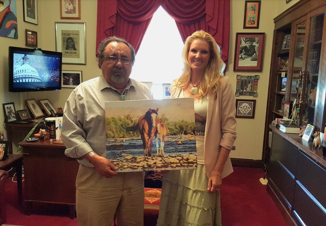 Rep. Grijalva knew we were grateful for his efforts and loved his Salt River wild horse canvas!