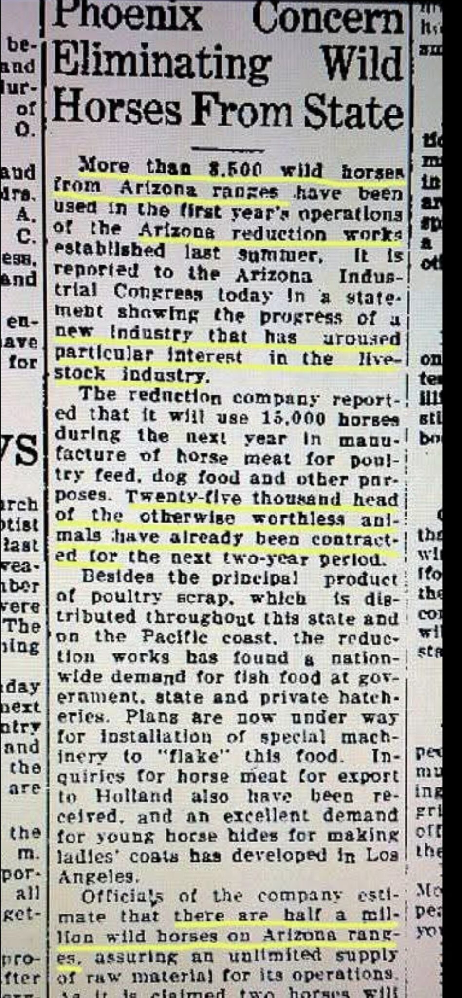 📚 History Lessons – Part 1 📰 “Phoenix Concern Eliminating Wild Horses From State”